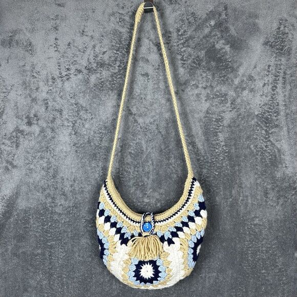 Handmade Handbags - Crocheted Granny Square Purse Crossbody Bag Handbag Lined - BOHO/Vintage STYLE